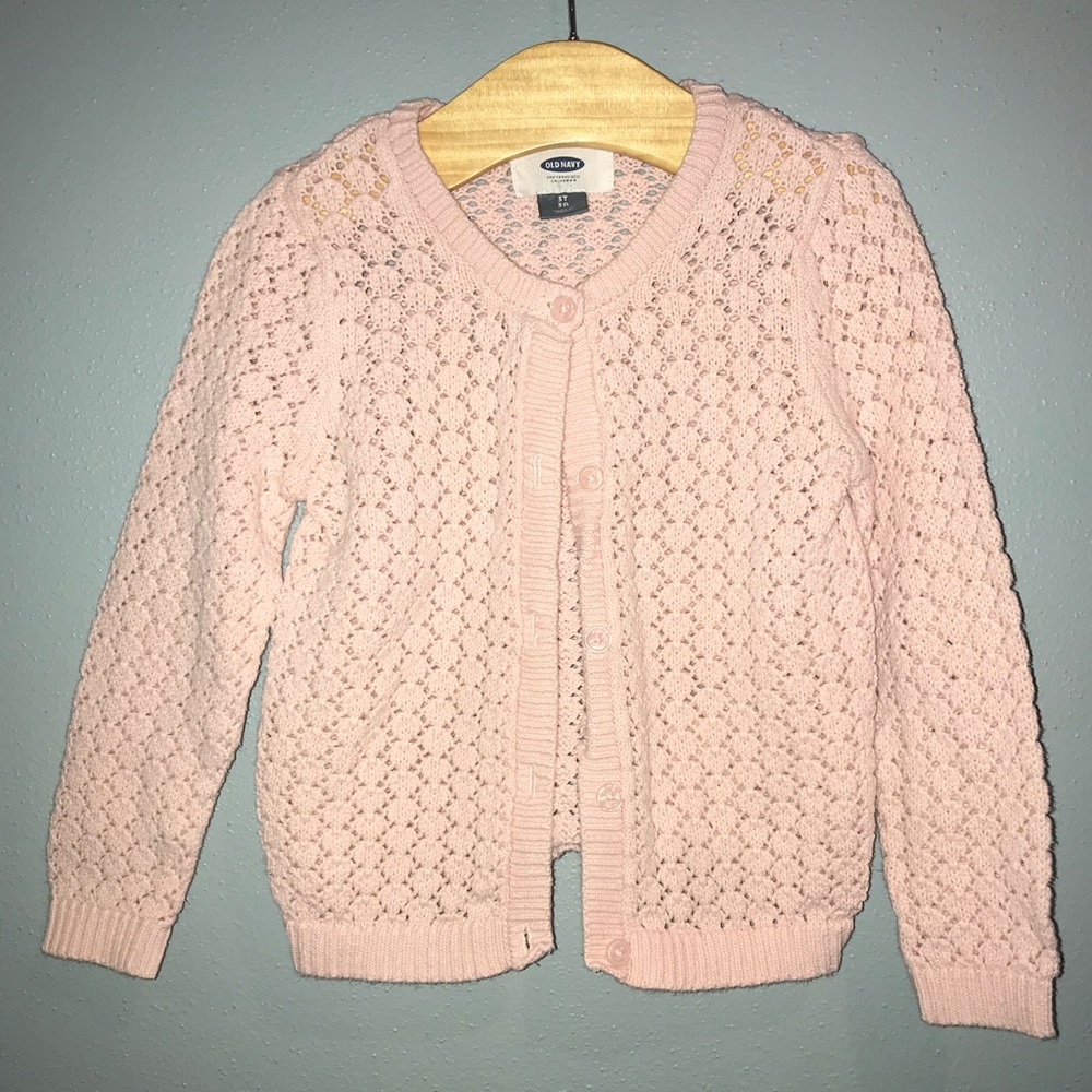 OLD NAVY Pink Cotton Crochet Cardigan Size 3T